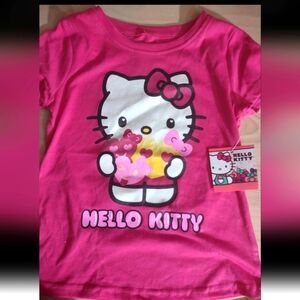 Hello Kitty Valentine Print Juniors Kids T Shirt Pink Kawaii Glittery Anime Art